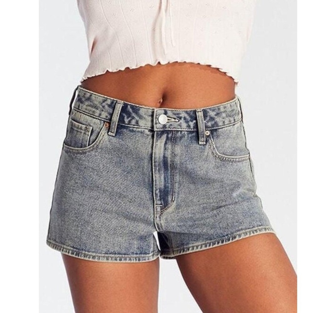 PacSun High Rise Festival Denim Shorts Light Blue‎ Acid Wash Size 23